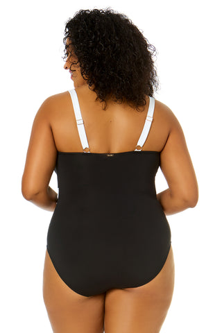 Women's Plus Size Mesh Around Mesh Insert One Piece Swimsuit