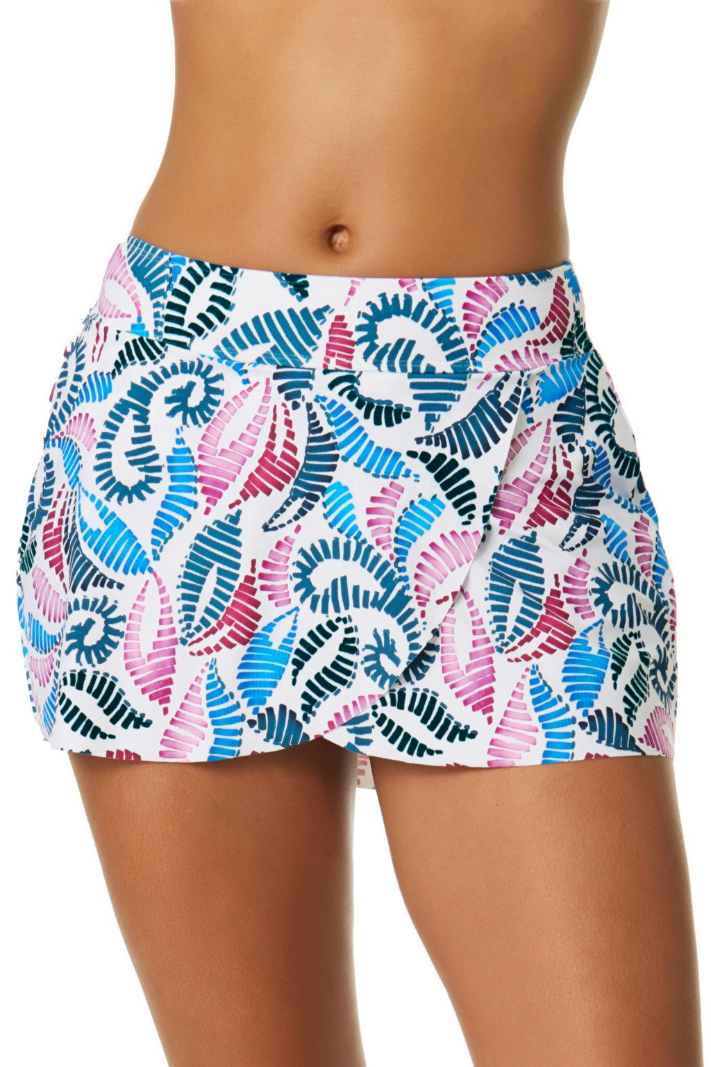 Anne Cole Corallo Paisley Drape Front Mid Rise Swim Skirt Bottom