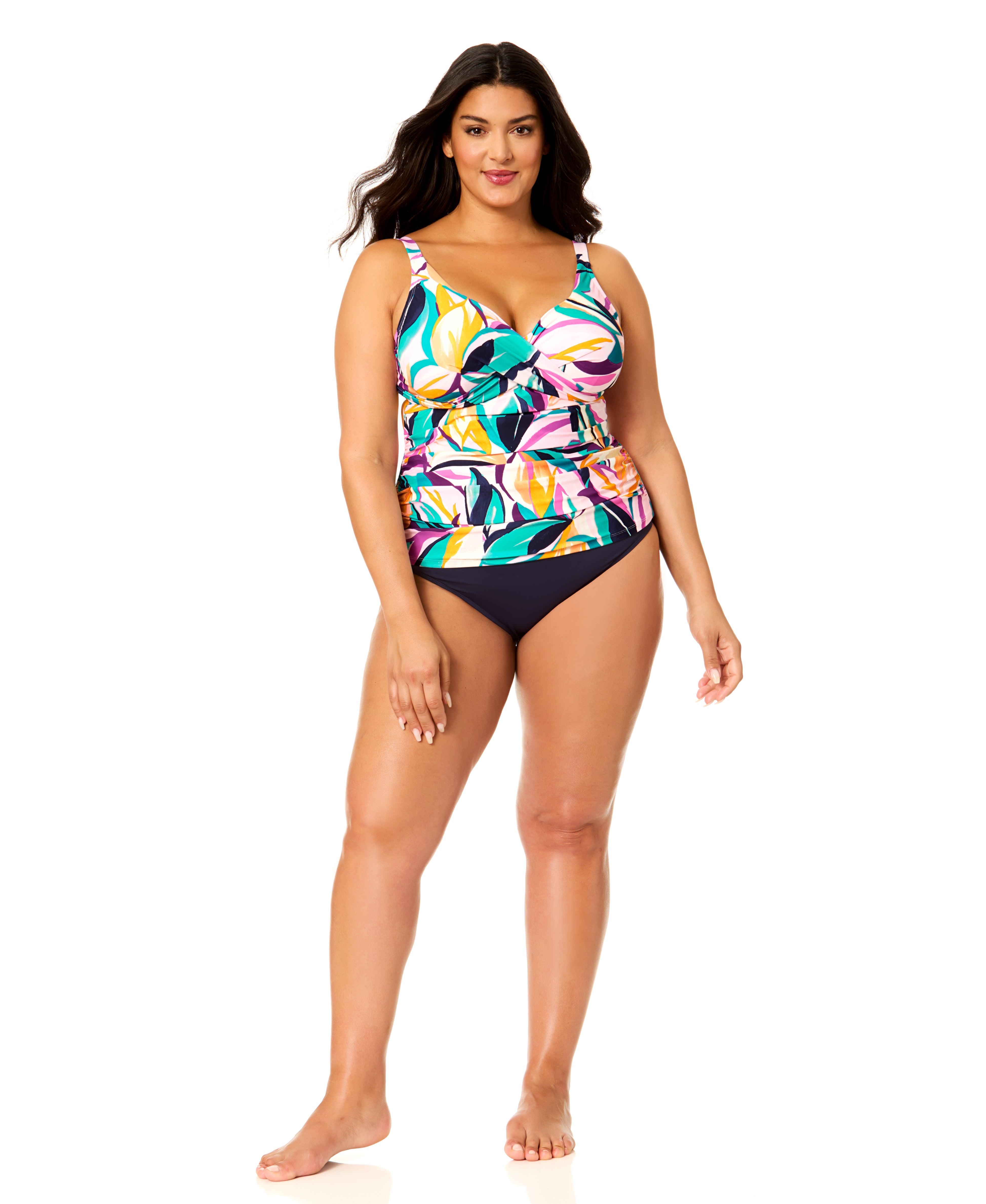 Anne Cole Plus Mexican Riviera Hidden Underwire Drape Front