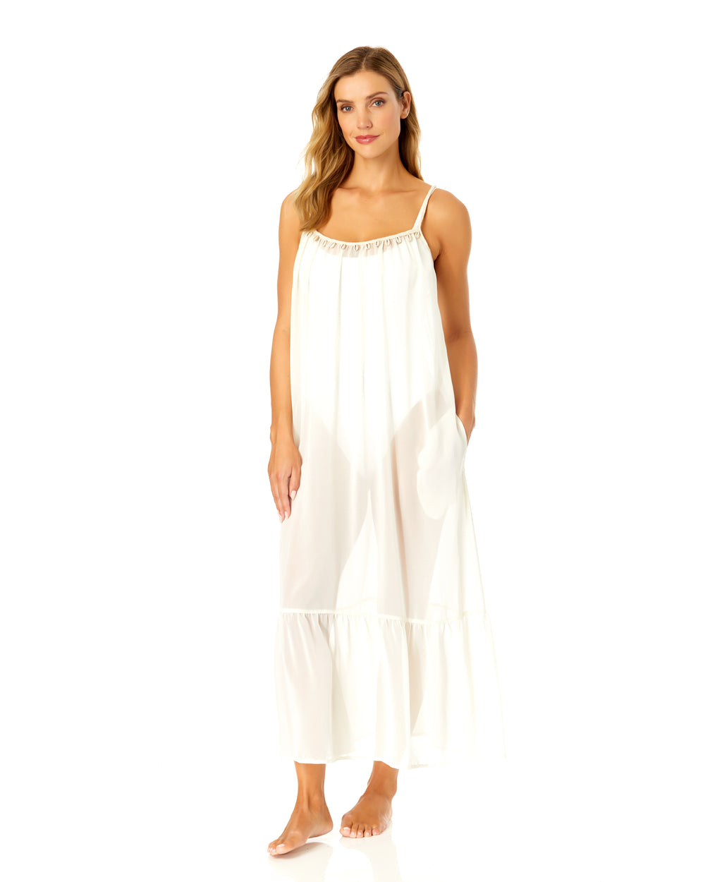 seashell maxi dress Women's Adjustable Maxi Dress with Seashell Trim Cover Up
