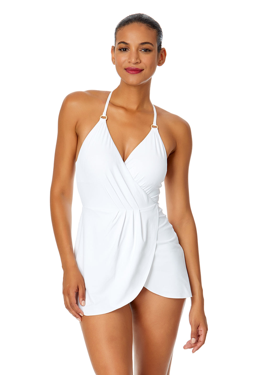 Anne Cole - Swim Dress with Skirted Bottom - 8 / White Anne Cole - Swim Dress with Skirted Bottom - 8 / White