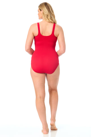 Women's One Size Fits Most Ruby Red Tank One Piece Swimsuit