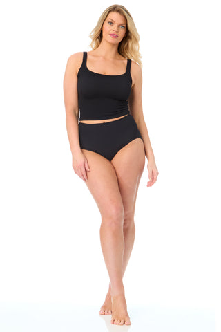 Women's One Size Fits Most Black Tankini Swim Top