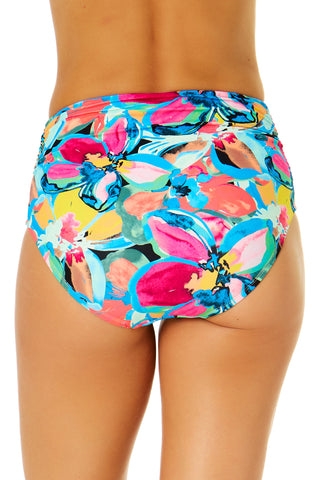 Women's Amalfi Floral Fold Over High Waist Shirred Bikini Swim Bottoms