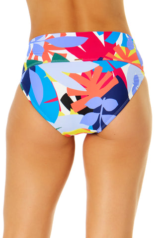Women's Tropic Stamp Banded Mid Rise Bikini Swim Bottom