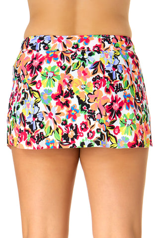 Women's Sun Blossom Drape Front Mid Rise Swim Skirt Bottom