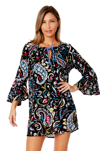Dance Floor Paisley Bell Sleeve Tunic Swimsuit Cover Up – Anne Cole