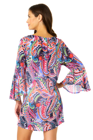 Women's Paisley Parade Bell Sleeve Tunic Swimsuit Cover Up
