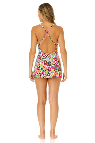 Women's Sun Blossom Swim Dress With Skirted Bottom