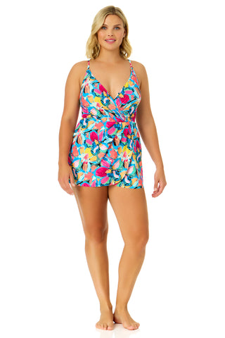 Women's Amalfi Floral Swim Dress With Skirted Bottom