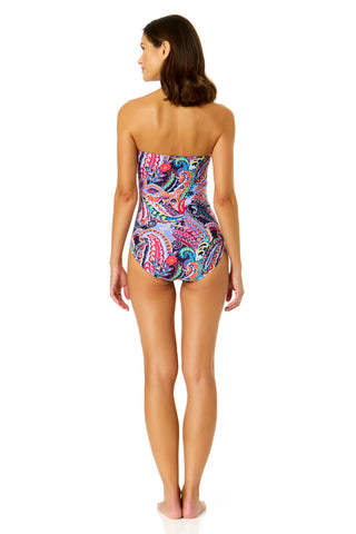 Women's Paisley Parade Twist Front Shirred One Piece Swimsuit