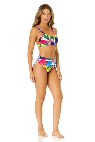 Women's Tropic Stamp Asymmetric Ring Bralette Bikini Top
