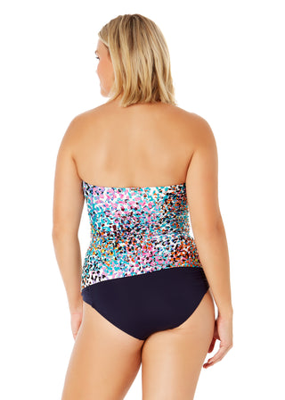 Women's Sunset Dot Twist Front Bandeaukini Swim Top