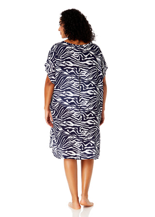 Women's Plus Size Zebra Shadow Easy Tunic Swimsuit Cover Up