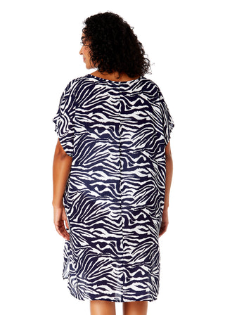 Women's Plus Size Zebra Shadow Easy Tunic Swimsuit Cover Up