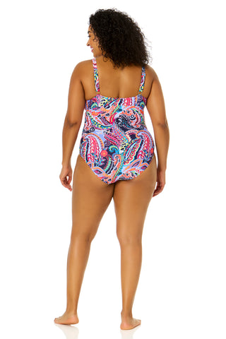 Women's Plus Size Paisley Parade V-Wire One Piece Swimsuit