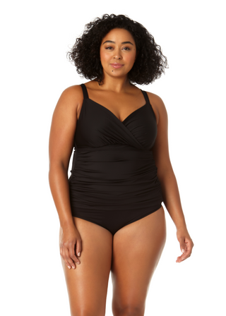 Anne Cole Plus Size Live in Color Underwire Triangle Tankini Top Swimsuit Women s Size 18W Black