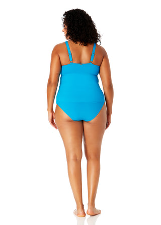 Women's Plus Size Live In Color Twist Front Underwire Tankini Swim Top