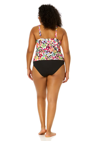 Women's Plus Size Sun Blossom Twist Front Underwire Tankini Swim Top