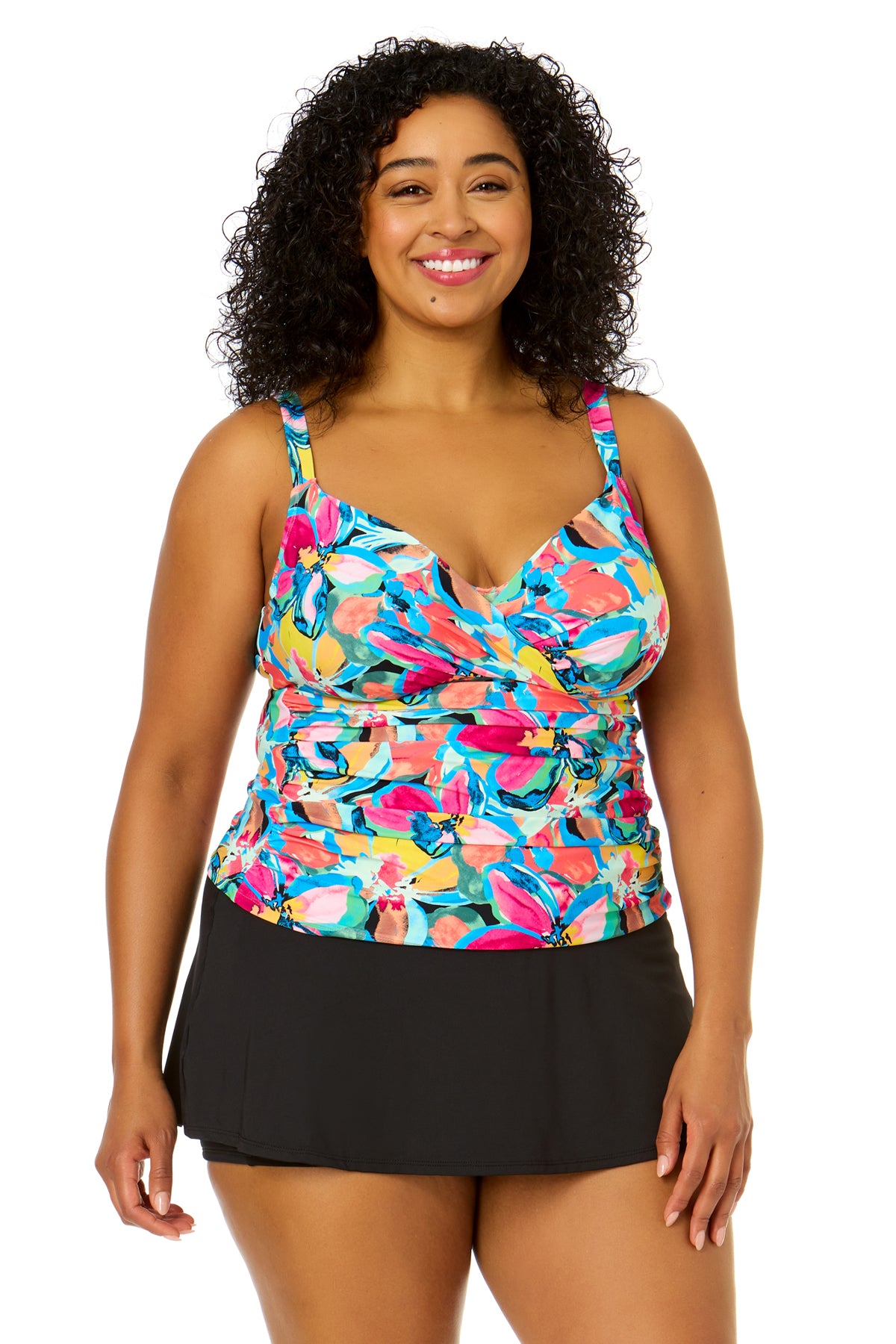 Plus Amalfi Floral Flounce V Neck Tunic Swimsuit Cover Up – Anne