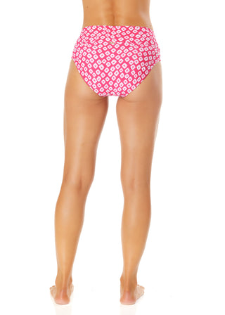 Women's Shibori Geo Soft Band Mid Rise Bikini Swim Bottom