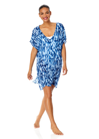 Women's Tie Dye Ikat Easy Tunic Swimsuit Cover Up