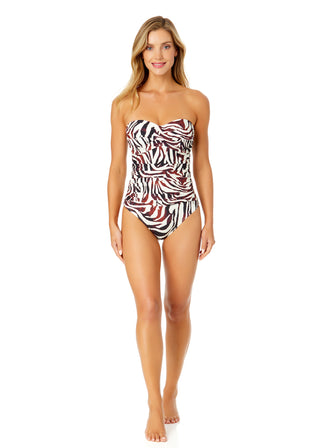 Women's Tiger Dance Twist Front Shirred One Piece Swimsuit