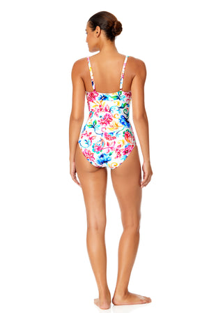 Women's Watercolor Paisley V-Wire One Piece Swimsuit