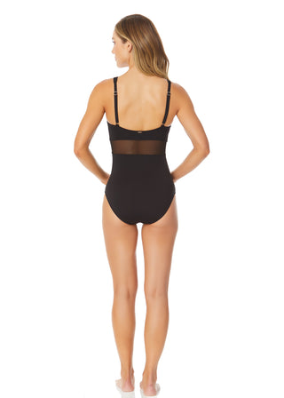 Women's Mesh Around U Ring Mesh Insert One Piece Swimsuit