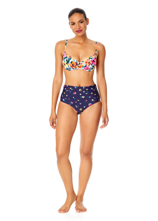 Women's Gradient Floral Shirred Underwire Bikini Swim Top