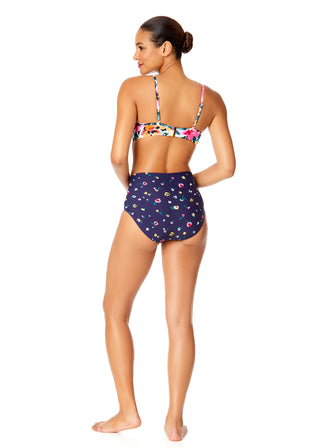 Women's Gradient Floral Shirred Underwire Bikini Swim Top