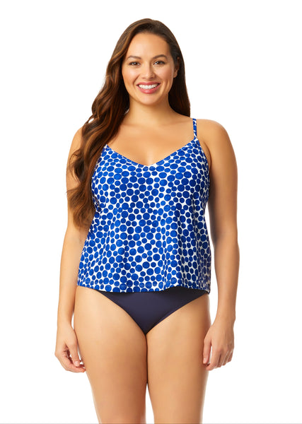 Women's Denim Dot Easy Triangle Tankini Swim Top | Elegant