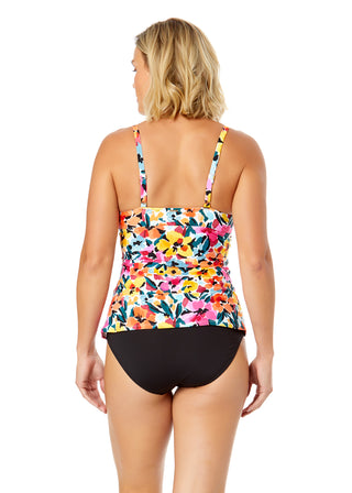 Women's Gradient Floral Twist Front Underwire Tankini Swim Top