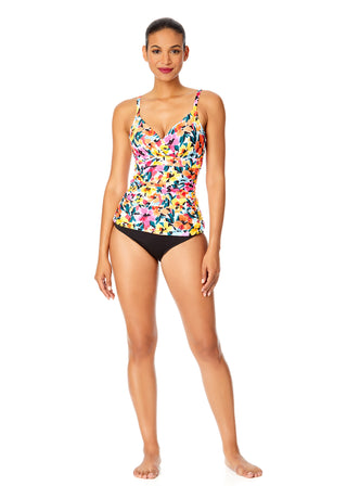 Women's Gradient Floral Twist Front Underwire Tankini Swim Top