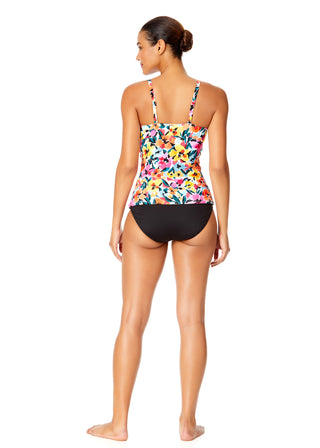 Women's Gradient Floral Twist Front Underwire Tankini Swim Top