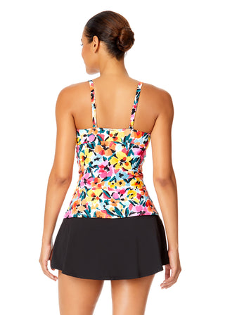 Women's Gradient Floral Twist Front Underwire Tankini Swim Top