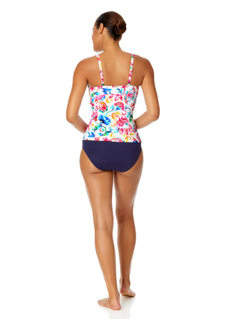 Women's Watercolor Paisley Twist Front Underwire Tankini Swim Top