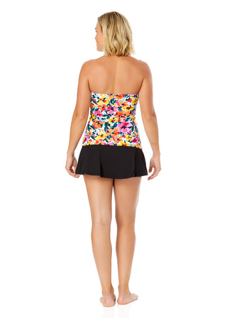 Women's Gradient Floral Twist Front Bandeaukini Swim Top