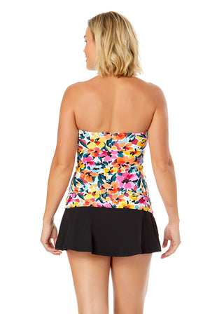 Women's Gradient Floral Twist Front Bandeaukini Swim Top