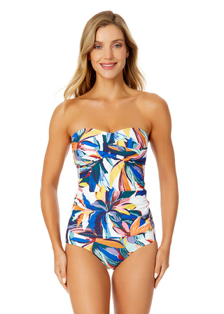 Women's Riviera Floral Twist Front Bandeaukini Swim Top