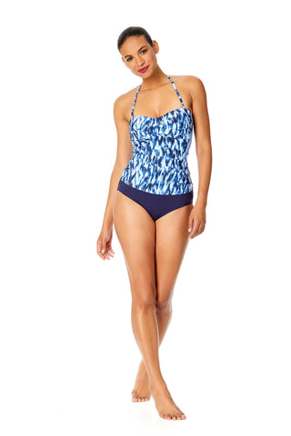 Women's Tie Dye Ikat Twist Front Bandeaukini Swim Top