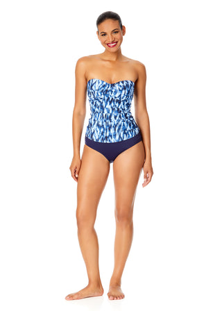 Women's Tie Dye Ikat Twist Front Bandeaukini Swim Top