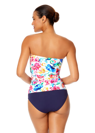 Women's Watercolor Paisley Twist Front Bandeaukini Swim Top