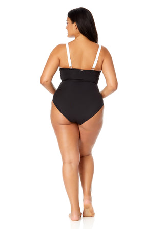 Women's Plus Mesh Around Mesh Insert One Piece Swimsuit