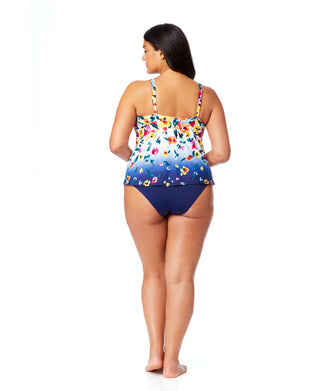 Women's Plus Gradient Floral Easy Triangle Tankini Swim Top