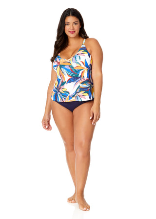 Women's Plus Riviera Floral Easy Triangle Tankini Swim Top