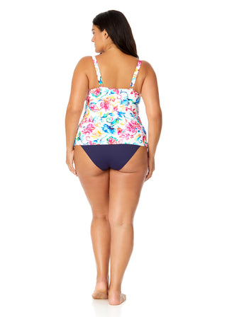 Women's Plus Watercolor Paisley Twist Front Underwire Tankini Swim Top