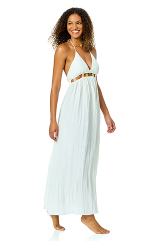 Women's Gardenia V Neck Jewel Maxi Dress With Spaghetti Straps Cover Up