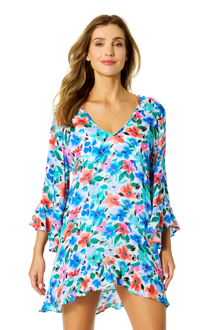 Women's Fiore Flounce V Neck Tunic Swimsuit Cover Up