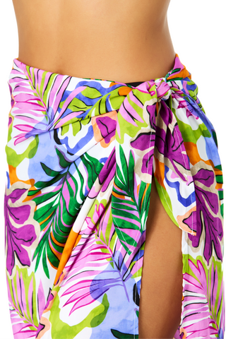 Women's Mod Tropical Tie Front Pareo Cover Up